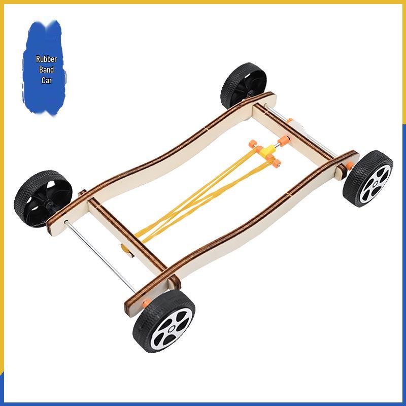 Handmade DIY Rubber Band Car Kit: Science & Technology Experiment for Kids