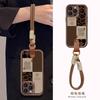 Fashion leopard print splicing Suitable for Samsung S25FE painted F06 mobile phone case A07 A17 smiley face M06 M56 hand rope