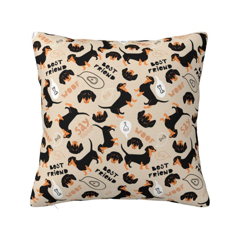 Dachshund Throw Pillow Case Living Room Decoration Wiener Sausage Dog Cushions Cover For Sofa Seat Square Polyester Pillowcase