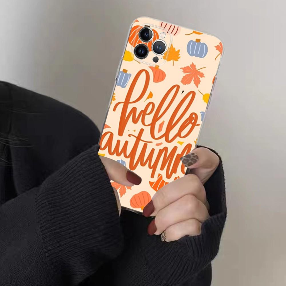 Autumn Leaves Pumpkin Phone Case For IPhone 15 8 7 6 6S Plus X SE 2020 XR XS 14 11 12 13 Mini Pro Max Mobile Case