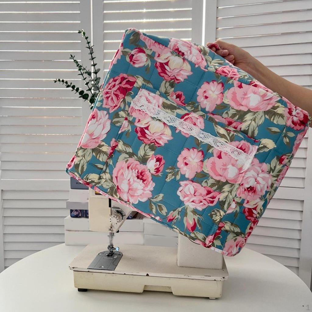 Cover for Sewing Machine, Elegant Tool Storage Bag with Floral Print And Pocket.