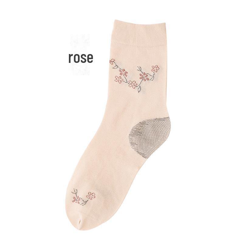 

Женские нескользящие носки средней длины для лета, весны и осени — тонкие, удобные чулки для женщин и мам среднего возраста, носящих каблуки. one size ярко-розовый