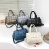 Tasche Damenmode Pendler Große Kapazität Eine Schulter Umhängetasche Koreanische Version Kleine Menschenmenge Plaid Baumwolle Anzug Handtasche