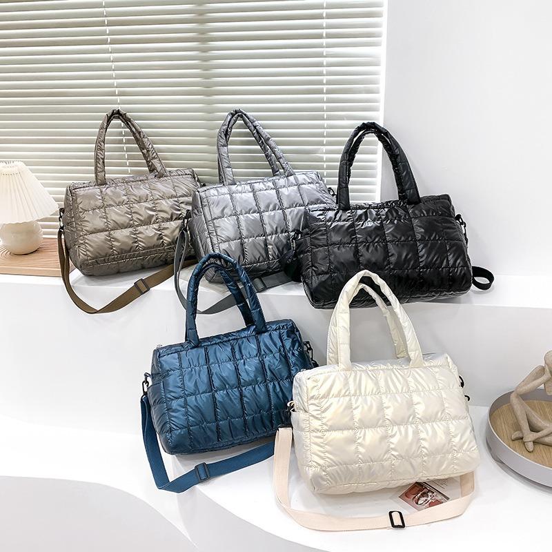 Tasche Damenmode Pendler Große Kapazität Eine Schulter Umhängetasche Koreanische Version Kleine Menschenmenge Plaid Baumwolle Anzug Handtasche
