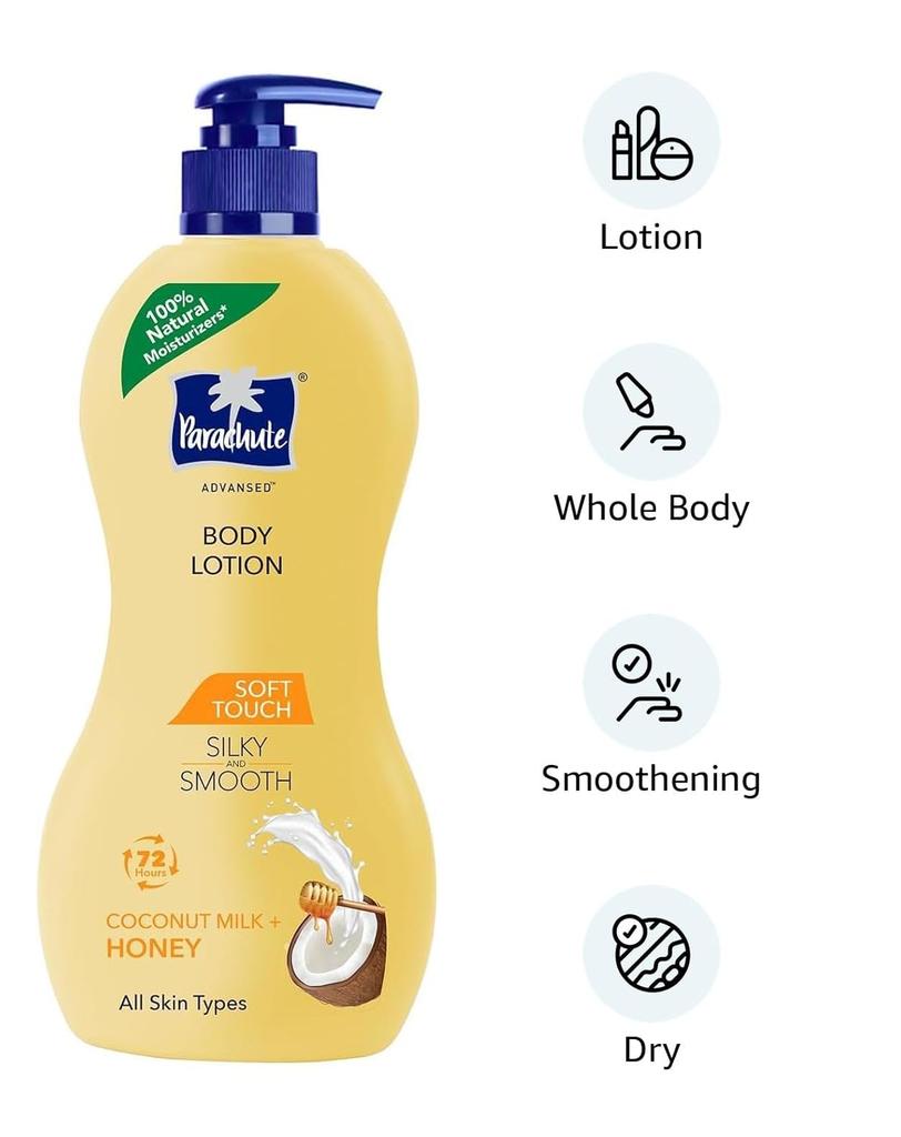 PARACHUTE Advansed Soft Touch Body Lotion 400ml For Men & Women | 72H Hydration | Fast Absorbing Non-Sticky Moisturizer For All Skin Types