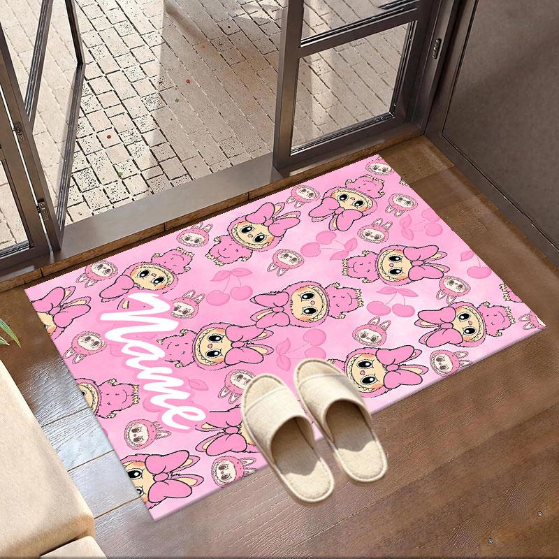 Custom Name Personalized Labubu Print Carpet, Versatile Home Decor Rug, for Playroom, Apartment, Balcony, Entryway, Hallway Gift