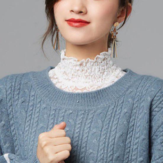 Fake Collar Turtleneck Hollow Out Flower Embroidery Detachable Shirt Design Clothing Accessories Breathable Lady Shirt Lace False Collar for Daily