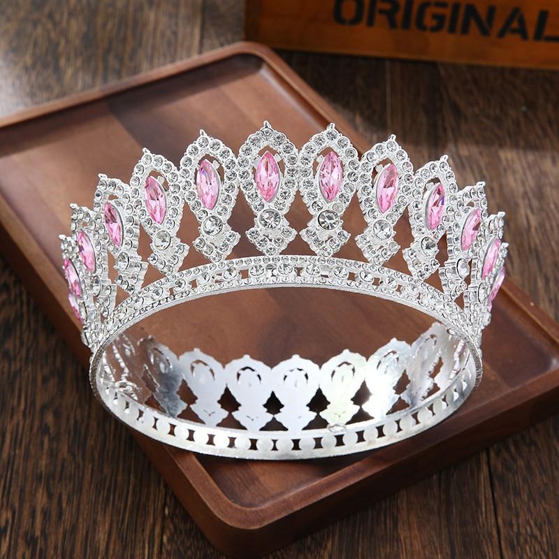 

Корона невесты Полный круг головного убора в стиле барокко в европейском стиле Роскошные стразы Тяжелая Тяжелая Круглая Корона Аксессуары для прически и платья