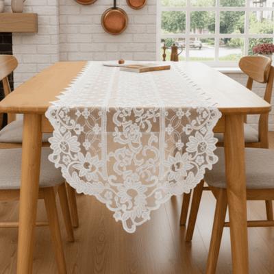 Romantic Elegant Lace Table Runner Long Strip Shape French Style Vintage Tablecloth Polyester Washable Table Flag Party