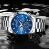 ABORNI Casual Sporty Brand Stainless Steel Band Wristwatches for Men Chronograph Quartz Watches with Date Moon Phase Watches