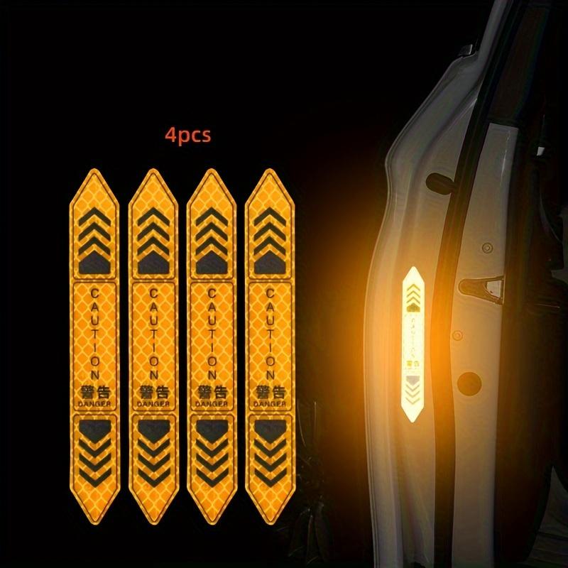 4Pcs Reflective Open Warning Stickers for Car Door, Night Visibility Auto Safety Prompt Decals