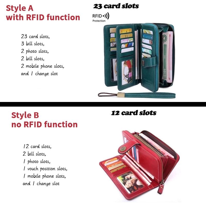 Hohe Qualität Frauen Brieftasche RFID Anti-diebstahl Leder Geldbörsen Für Frau Lange Zipper Große Damen Handtasche Weibliche Geldbörse karte Halter