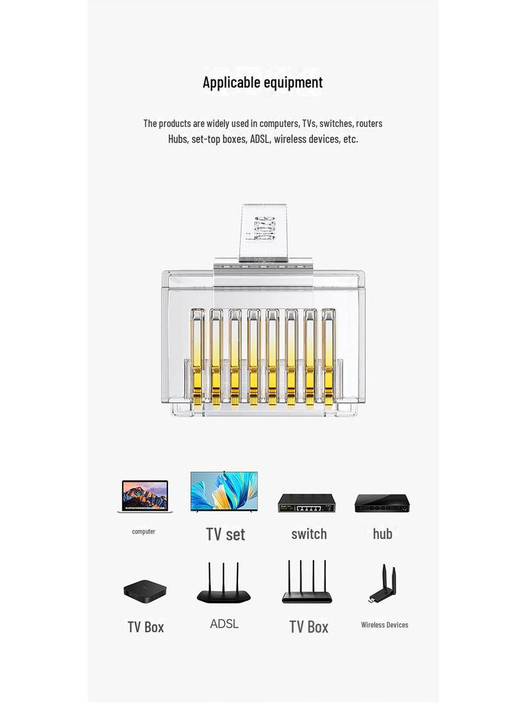 Engineering Grade Gold-Plated RJ45 Gigabit Network Cable, Unshielded, 30U, Pack of 100.