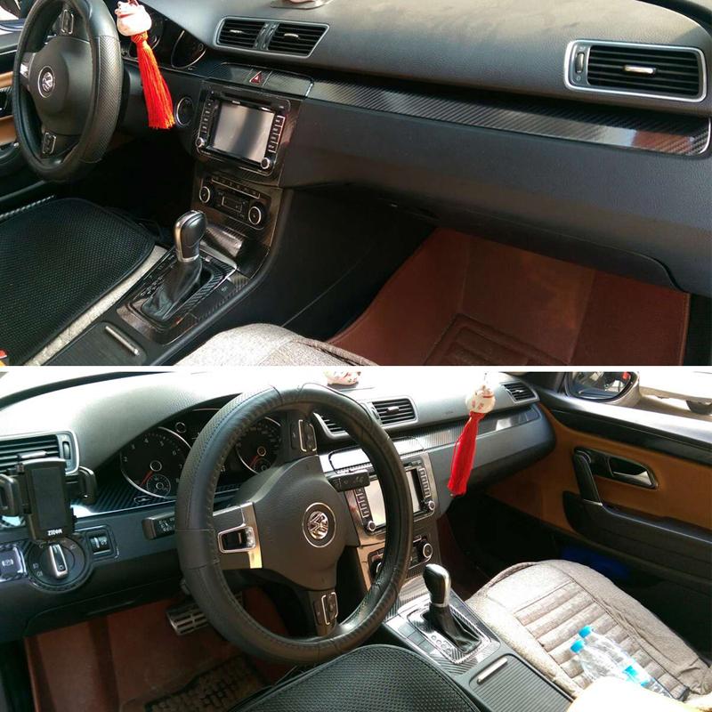 För Volkswagen VW CC/Passat B7 Interiör Central Kontrollpanel Dörrhandtag Kolfiber Klistermärken Dekaler Bilstyling Tillbehör