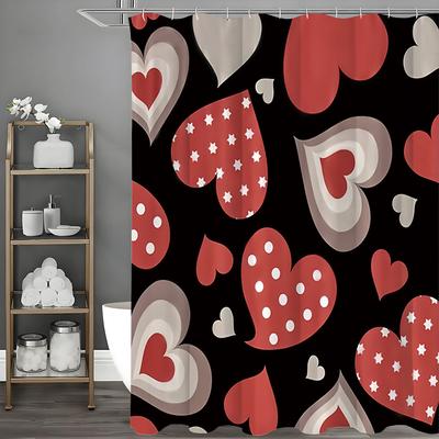 Valentinstag Liebe Duschvorhang, Badezimmer Dekorativer Duschvorhang, Wasserdichter Duschvorhang mit Haken