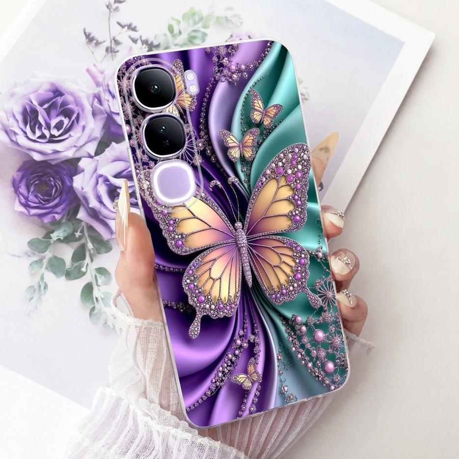 For Vivo V40 Lite 4G 5G Case V2417 Cool Lion Butterfly Painted Cover For Vivo Y200 5G Soft Slim Phone Case For Vivo Y300 5G Bags