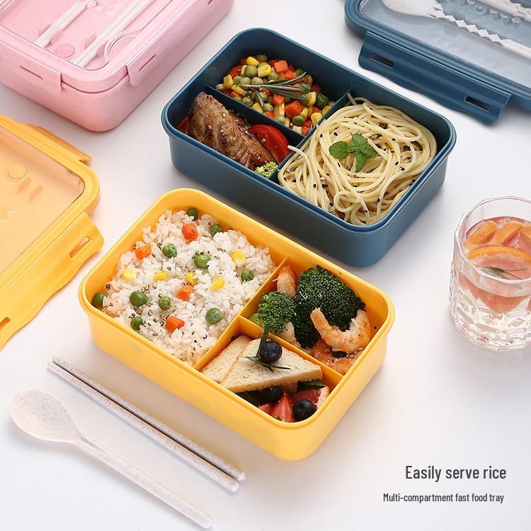 Japanische hochwertige geteilte Kunststoff-Bento-Lunchbox mit Soßenbehälter für Studenten und Büroangestellte, mikrowellengeeignet