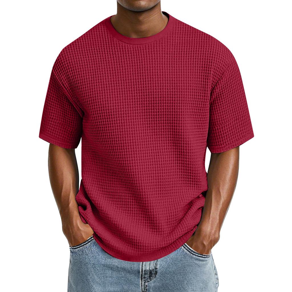Camiseta Informal de Color de Moda para Hombre con Cuello Redondo y Manga Corta