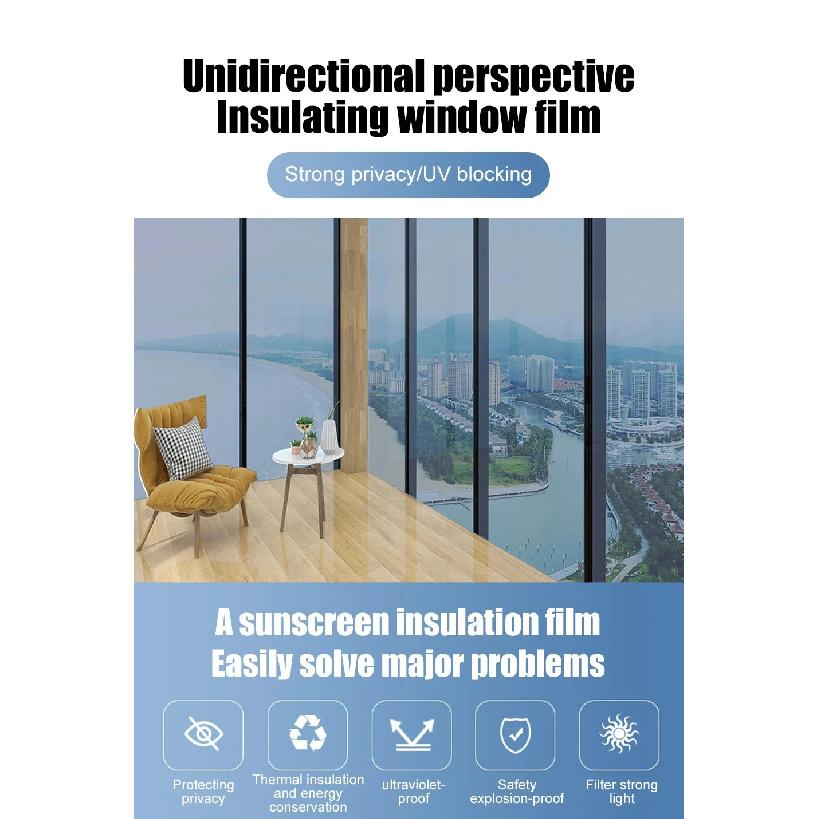 House Anti Look Window Privacy Film Adhesive Vinyl Mirror Foil One Way Car Glass Screen Tint Stickers Rolls UV Protection Tools