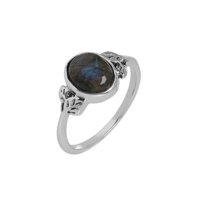 Anel Artesanal de Prata de Lei 925, Anel de Prata com Pedra Preciosa Labradorita, Joias de Prata, Anel Feminino, Presente Para Ela Ar8947