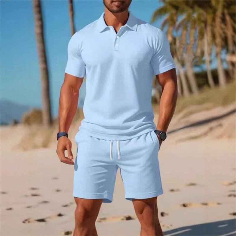 New Men's Summer Casual Sports All-match Slim Short-sleeved Fashion Shorts Suit