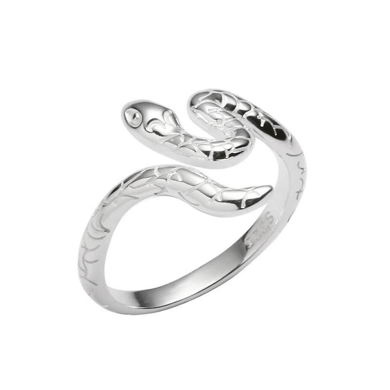 S925 Sterling Silver Snake Coil Ring, Women's Fashionable European American Style Index Finger Ring