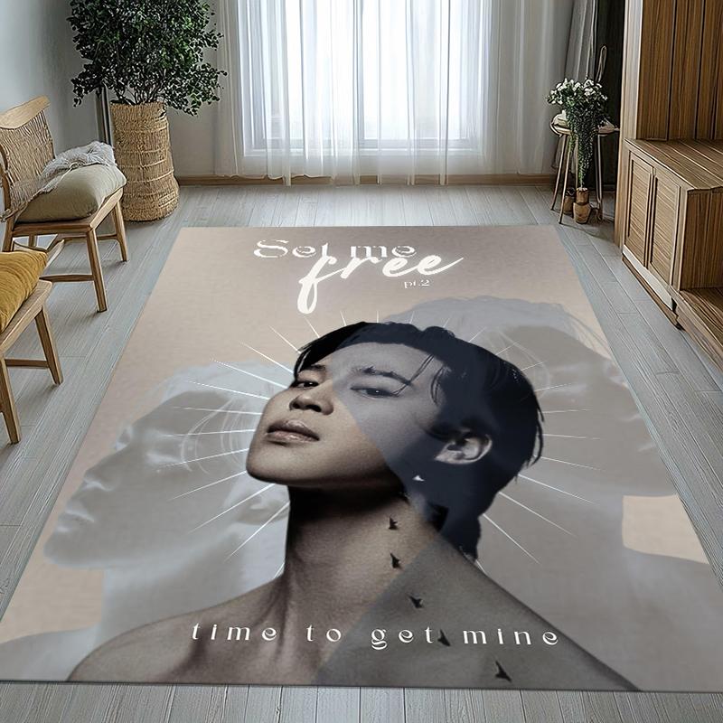 Jimin Kpop B-BTS Star Wohnzimmer Rutschfester Teppich Weicher Teppich für Schlafzimmer Kinderzimmer Spielzimmer Sofa, Heimdekoration Fußmatte Geschenk