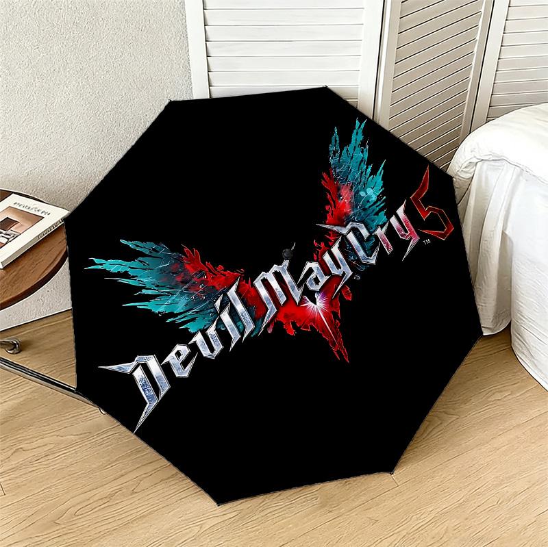 Devil May Cry 8 Ribs 3Fold Black Glue Uv Protection Umbrella Sun Protection Rainproof Compact Folding Umbrella For Travel Daily Use C923935