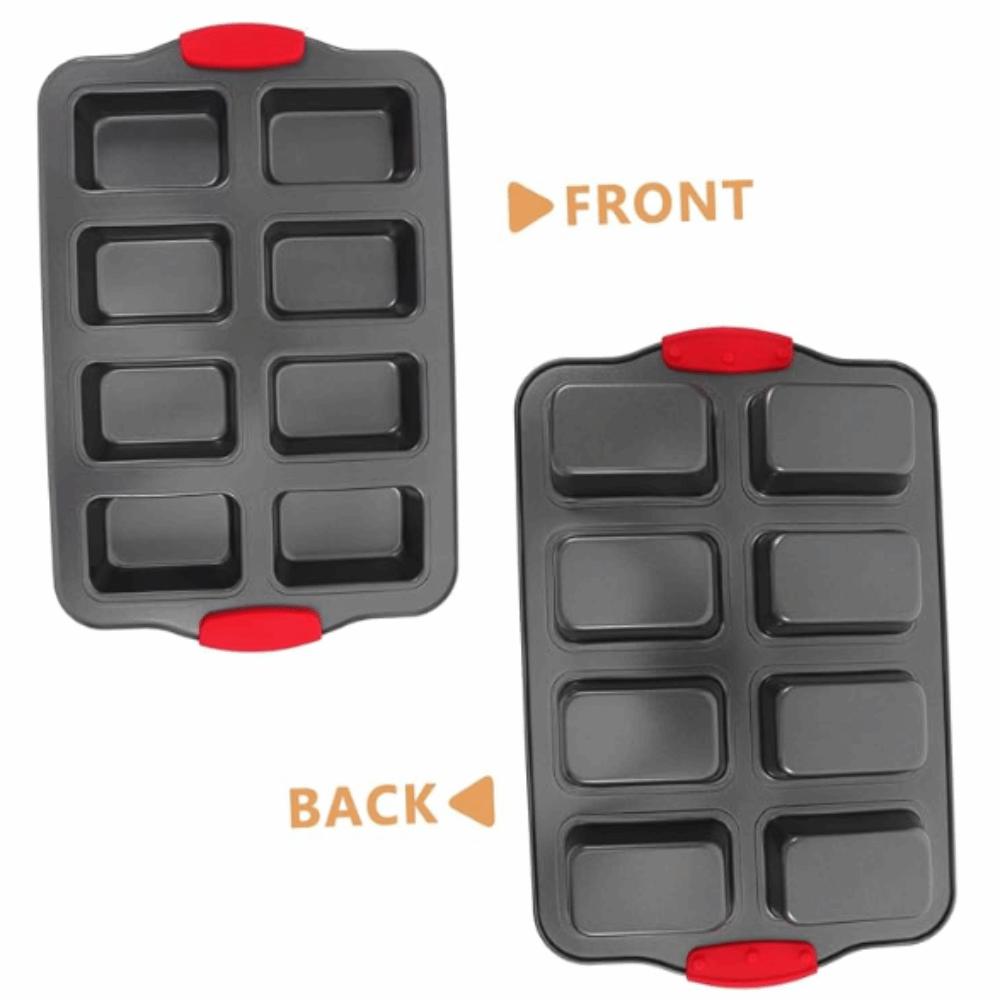2 Pcks 8 Cavity Bread Loaf Baking Pan Nonstick Rectangular Bar Pan  for Oven Dishwasher