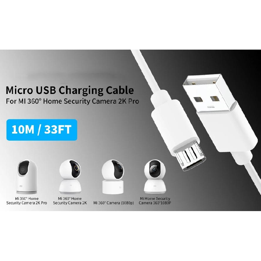 3~13m Micro USB Extension Cable For Xiaomi MI 360 ° Home Safety Camera 2K Pro, MI 360 °  (1080P)  Security Camera Charging Cable