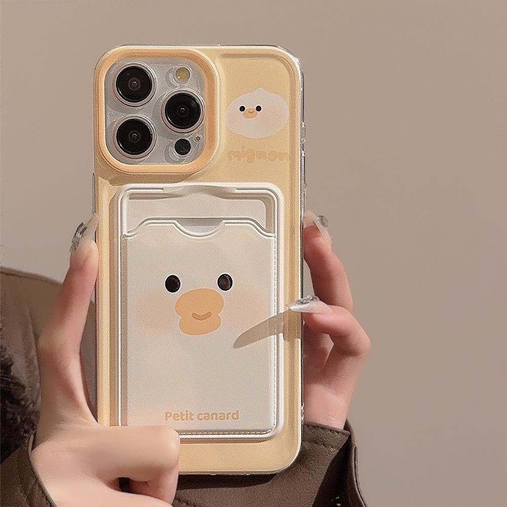 Süße Kartenhülle Apple 15promax Handyhülle 16promax Rundum Transparent Partner Cartoon