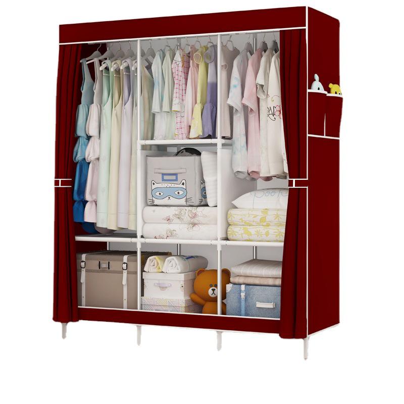 Modern Simple Fabric Wardrobe with Reinforced Steel Frame - Thickened and Foldable Design for Easy Assembly.