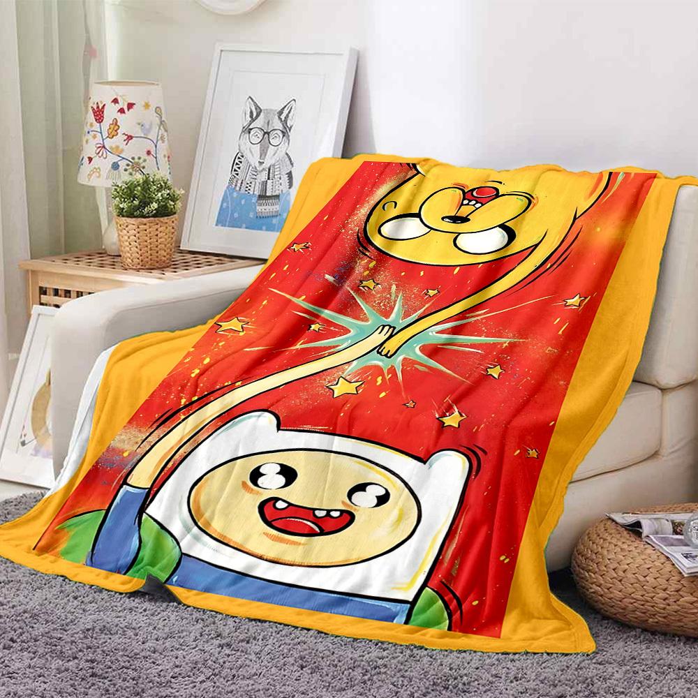 1pc Adventure Time Flannel Throw Blanket - Lightweight Soft Warm All-Season Blanket for Sofa, Bed, Travel, Camping  L1029184