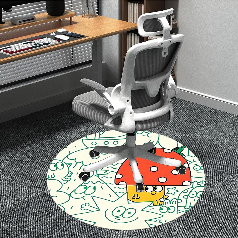 

1pc Mushroom Adventure Office Round Area Rug, Indoor Mat Suitable ForOffice, Under Office Chairs Bedroom Living Room Home Decor, Room Decot235 80cm by 80cm