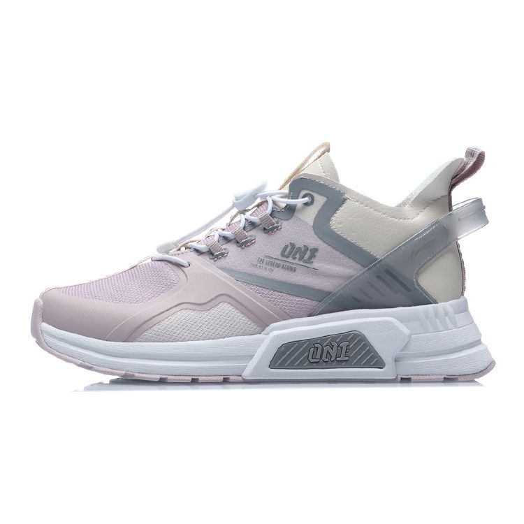 Li Ning Comfortable Versatile Non-Slip Shock Absorbing Wear-Resistant Breathable Lightweight Low-Top Running Shoes Kids sneaker Purple Gray YKCR014-4