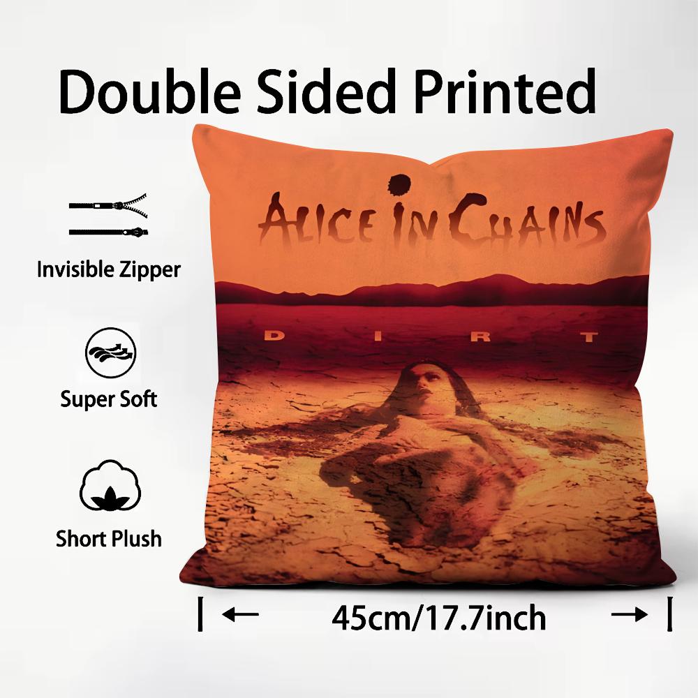 A-Alice In C-Chains Band Cushion Cover Plush Fabric Soft Double-Sided Printed Sofa Warm Winter Home Child Gift Pillow Case