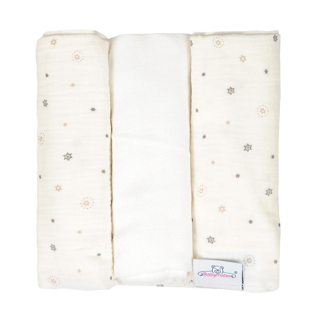 Muslin design diaper 3 pack 70x80 white with stars