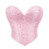 Pink Floral Strapless Boned Corset Top Women Waist Cinching Shapewear Bustier