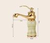 Rose Gold Luxury Bathroom Basin Faucet Single Handle Vanity Sink Mixer water Taps Brass Natural Jade Basin Sink Faucet Chrome