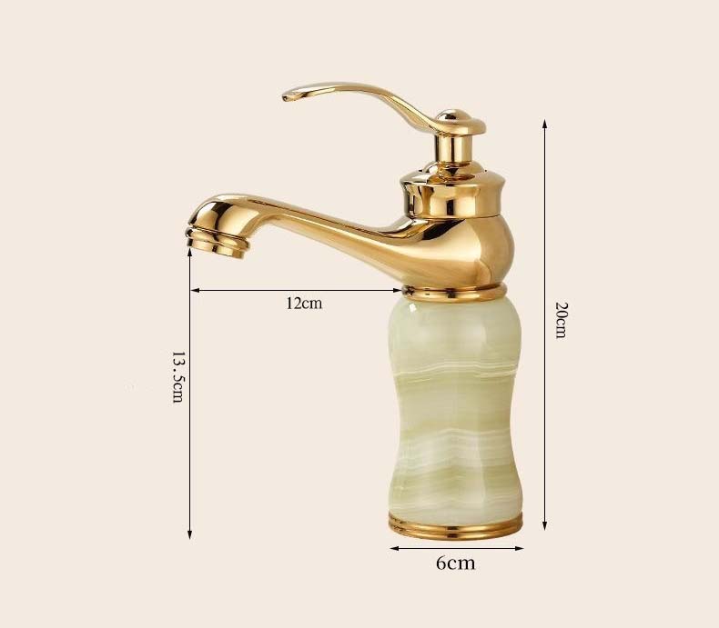 Rose Gold Luxury Bathroom Basin Faucet Single Handle Vanity Sink Mixer water Taps Brass Natural Jade Basin Sink Faucet Chrome