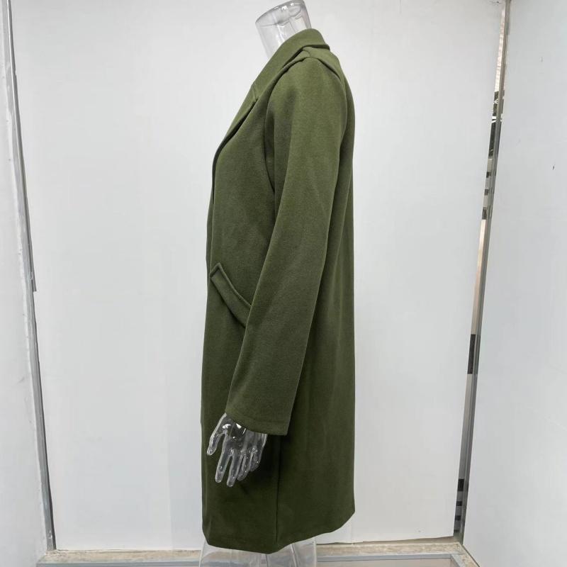 Autumn Winter mid-length Solid Color Women Outerwear Lapel Woolen Coat
