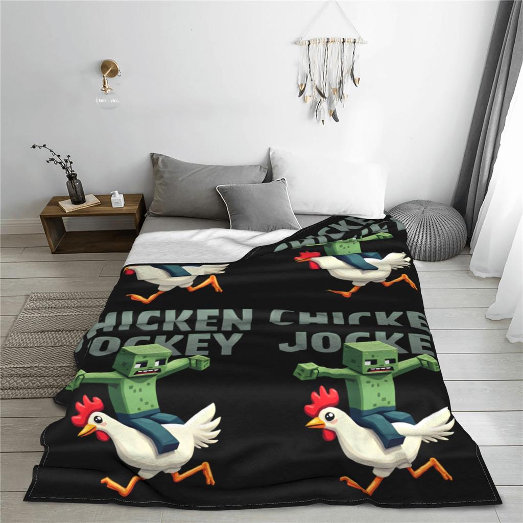 Chicken Jockey Fleece Throw Blanket Zombie Game Blankets for Bedding Travel Ultra-Soft Plush Thin Quilt,