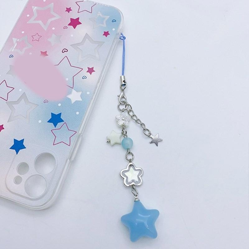 Cute Star Bead Tassels Pendant Phone Straps Lanyard Pocket Keychain Strap Backpack Charm Car Keys Decoration Chain