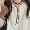 Cashew Nut Silk Scarf Fabric Beaded Necklace for Women - Small-scale Design, Stylish Sweater-style Choker Chain Necklace