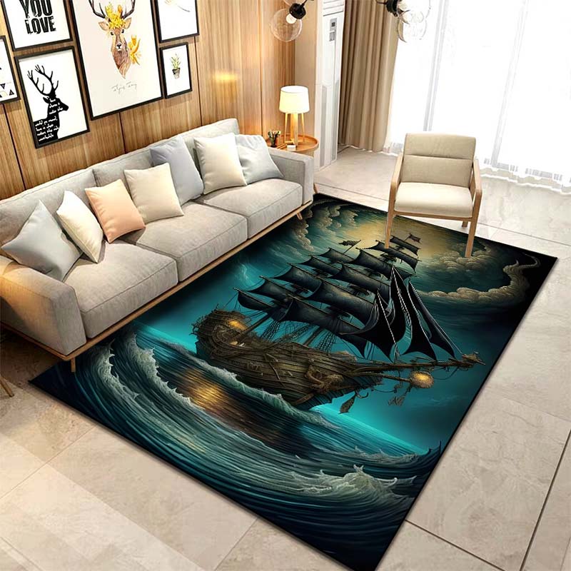 Sizes ghost Ship Pirate Ship Pattern Rug Carpets Bedroom Living Room Bathroom Mat Creative Door Mat Cloakroom Decor Area Rug