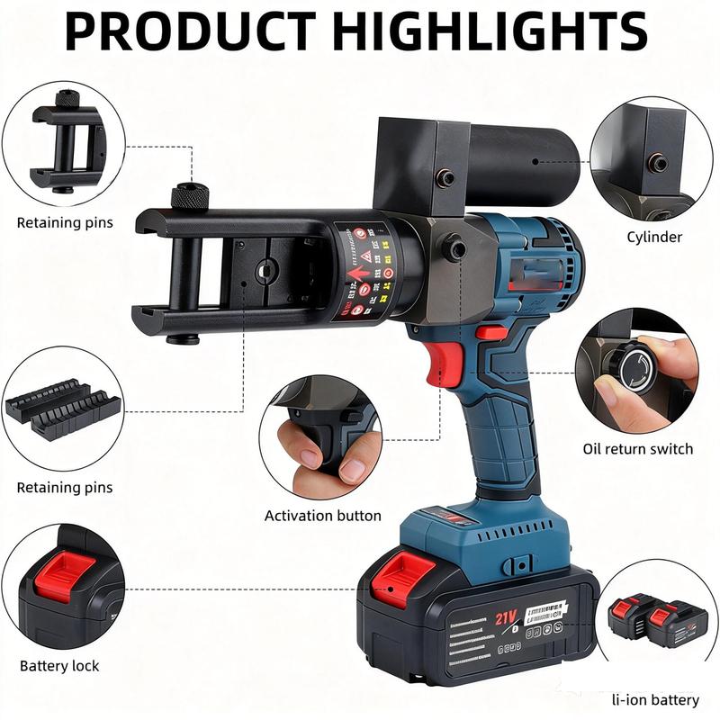 Hydraulic Crimping Tool SL-240 90KN Electric Wire Crimper Cable Crimping Pliers with Battery, Handheld Electric Hose Crimper