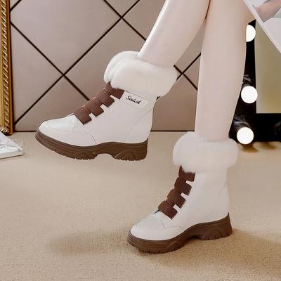 Thick Furry Midsole Snow Boots for Women,winter Warm Cotton Boots with Increased Height Inside, Thick Soled Casual Women's Boots