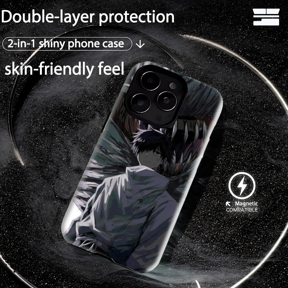 Custodia per Telefono Anime Yuta Okkotsu Jujutsu Kaisen Magnetica 2 in 1 Guscio Lucido Per iPhone 17 16 e 15 14 13 12 11 Pro Max Plus mini XS