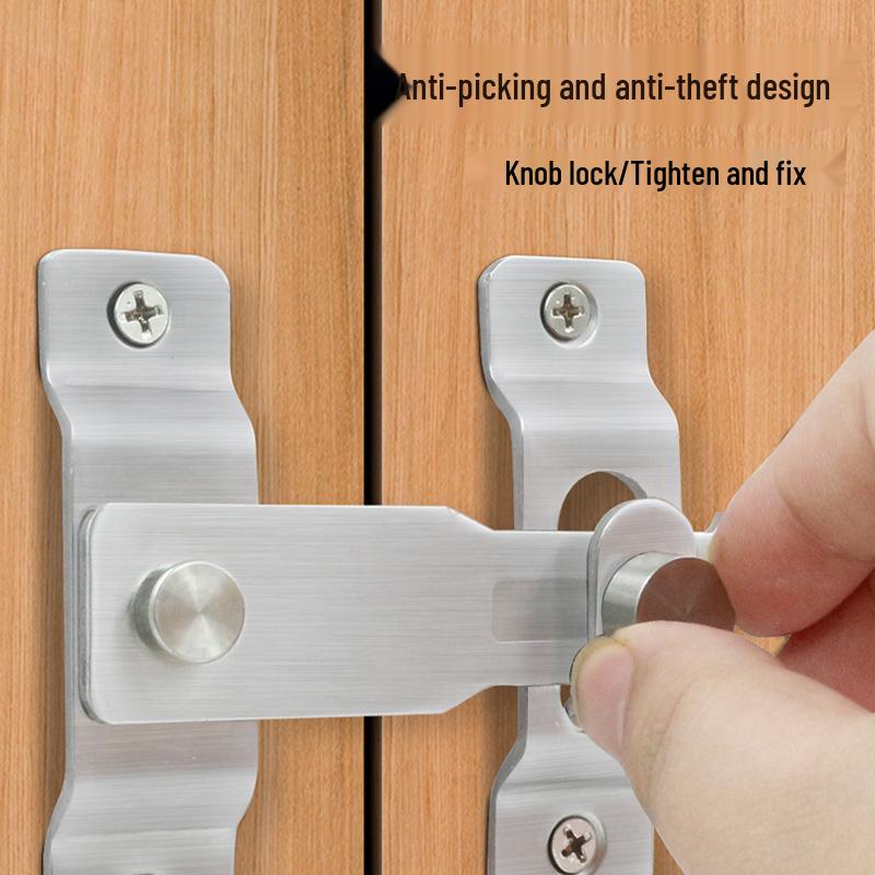 No-Drill Sliding Door Lock Bolt Anti-theft Clasp for Bathroom and Room Doors