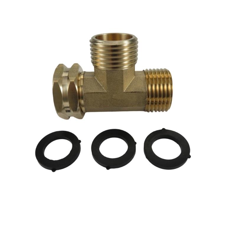 Corrosion Resistant T Type Hose Adapter 3/4Inch GHT Thread Brass Plumbing Joint Swivel Pipe Fitting Tees Easy to Install